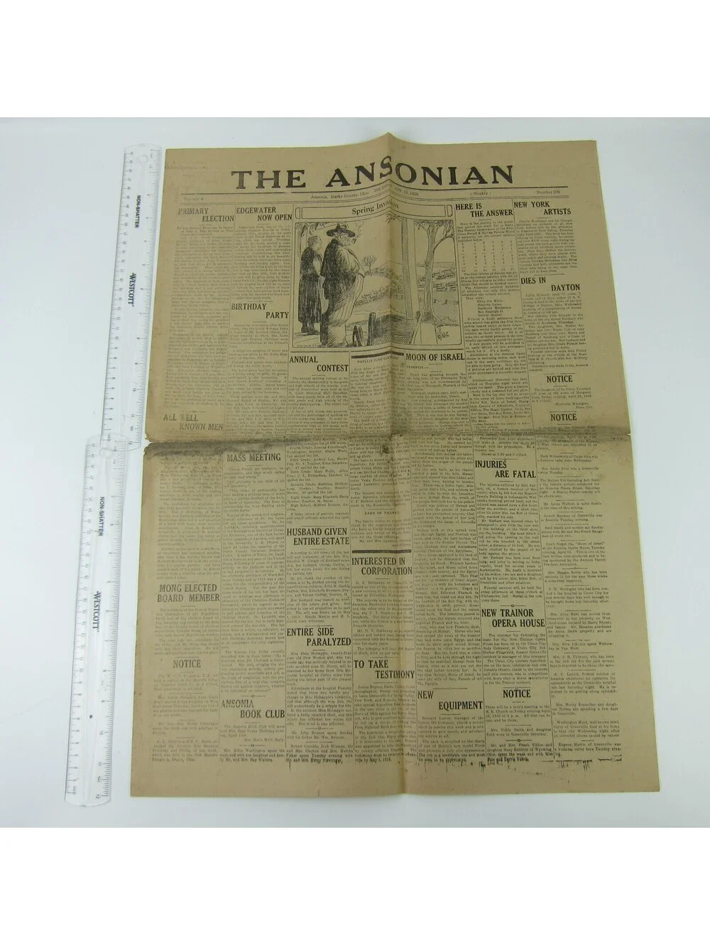 The Ansonian Newspaper Ansonia Darke County Ohio Thursday Apr 1928 Antique RARE
